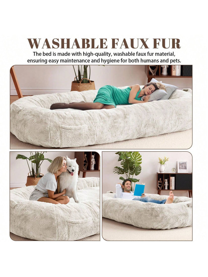 Giant Dog Bed for Men and Women, 75"X48"X14",Washable & Plush Dog Bed for People, Suitable for Adults,Human-Sized Bed