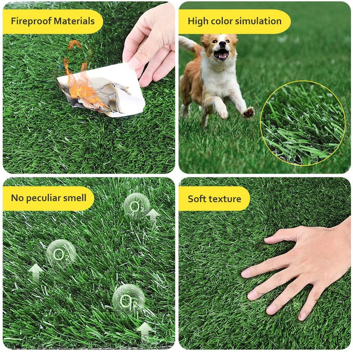Dog Grass Pad, 2-Pack Portable Grass Pee Pads for Dogs Washable Professional Dog Grass Mat Training Grass Pee Pad for Indoor Outdoor Porches Apartments and Grass Turf Mat Replacement (18Inx23In)
