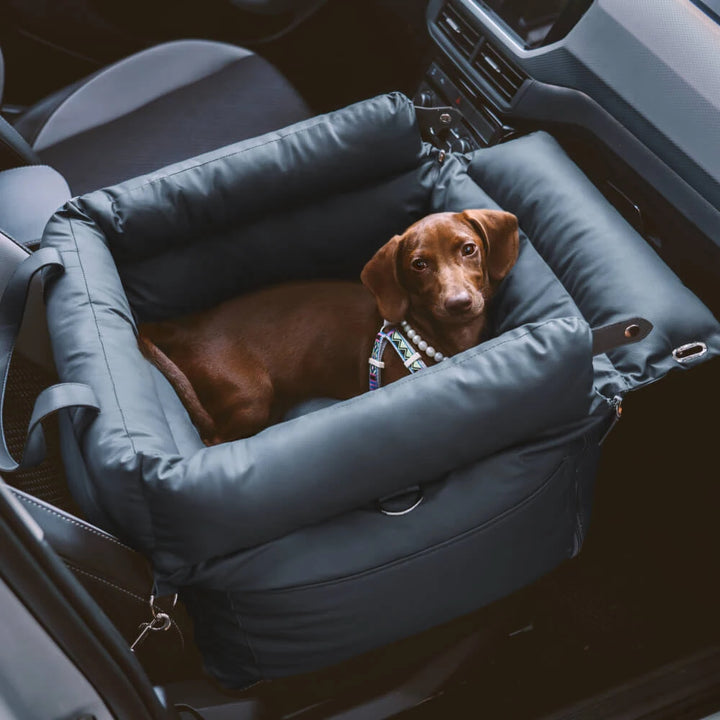 Travel Safety Bolster Vintage Denim Patchwork Dog Car Seat Bed with Safety Buckle Customized LOGO Luxury Dog Beds Pet Car Seat