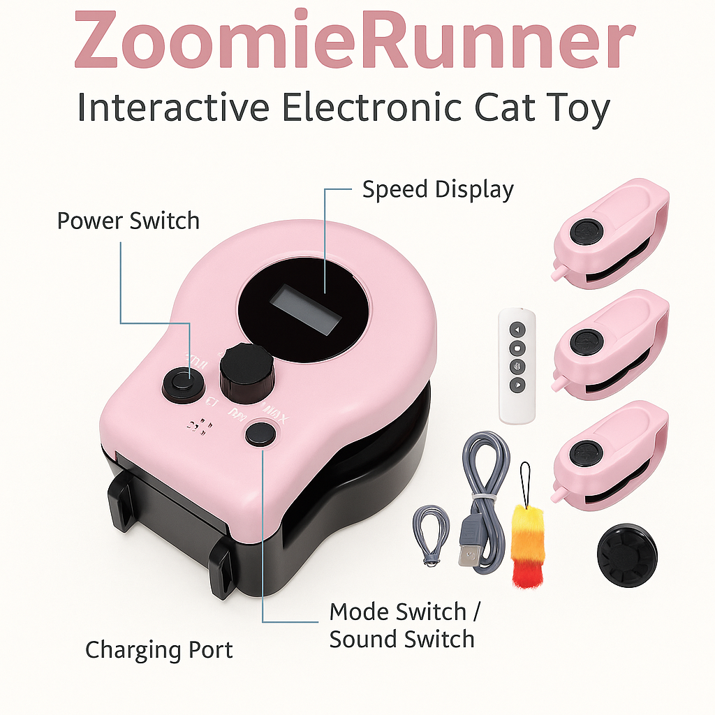 Zoomie Runner – Interactive Hunting Toy for Cats with Adjustable Speed & Stimulating Motion - Fast Shipping