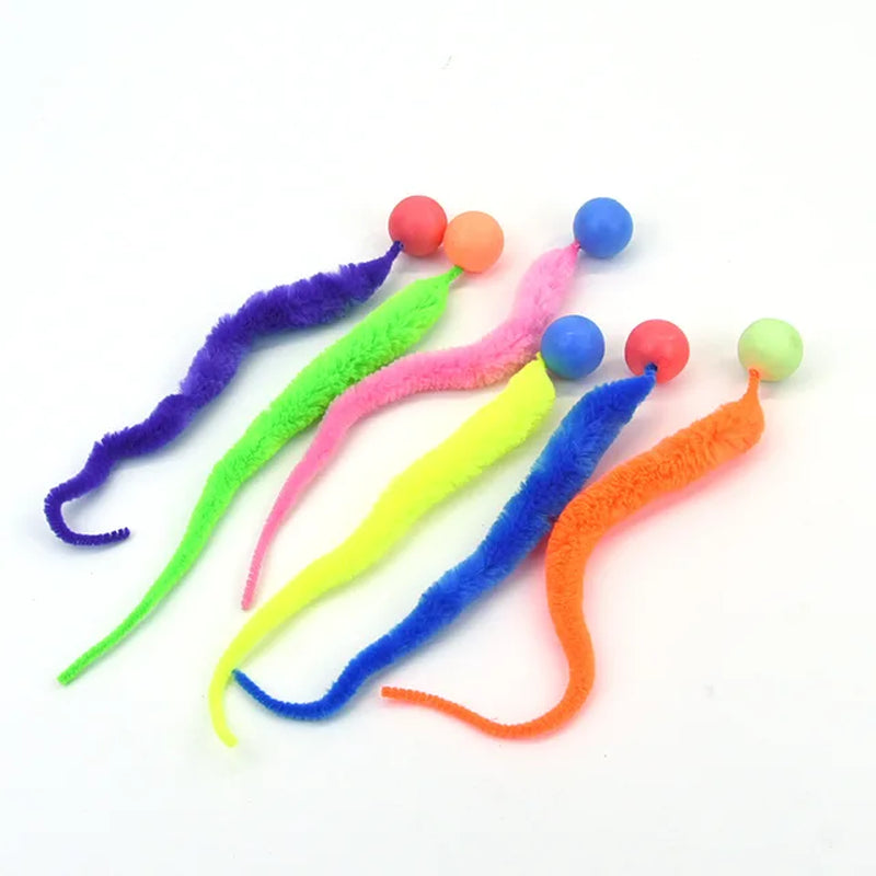 Cat Interactive Toys Tickle Cat Colorful Bouncing Ball Pet Supplies Puzzle Teasing Indoor Cat Worm Caterpillar Elastic Toy