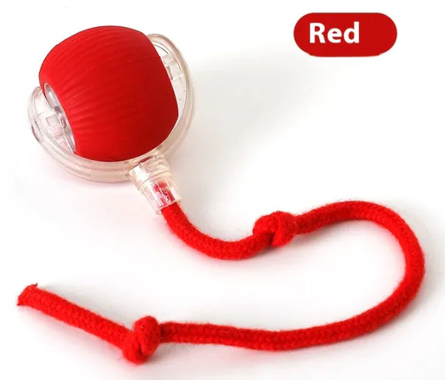 Rechargeable Smart Pet Chase Ball – Automatic Bouncing Toy for Indoor Cat & Dog Enrichment with Tail Attachment